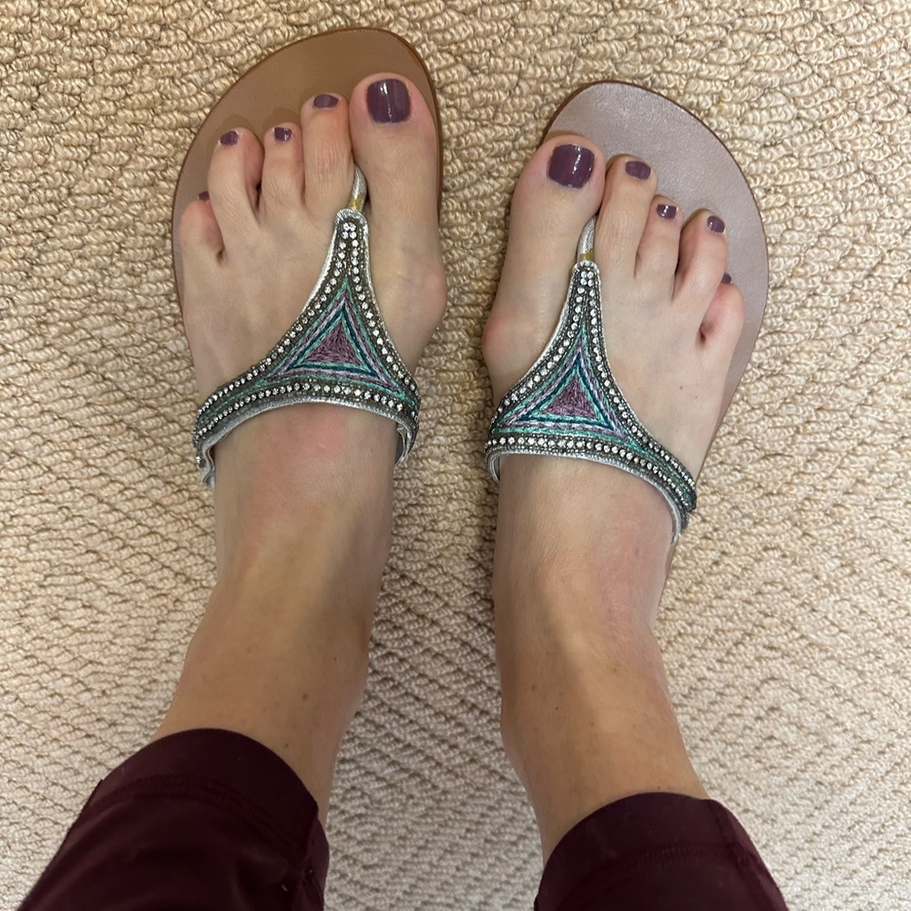 Star Mela rhinestone flat sandals